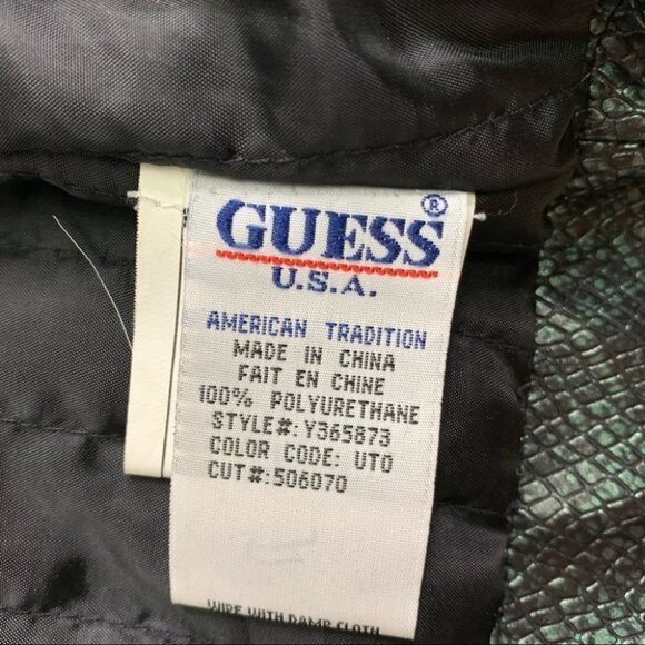 Guess Faux Snakeskin Jacket Vintage 90's Medium - Picture 8 of 14